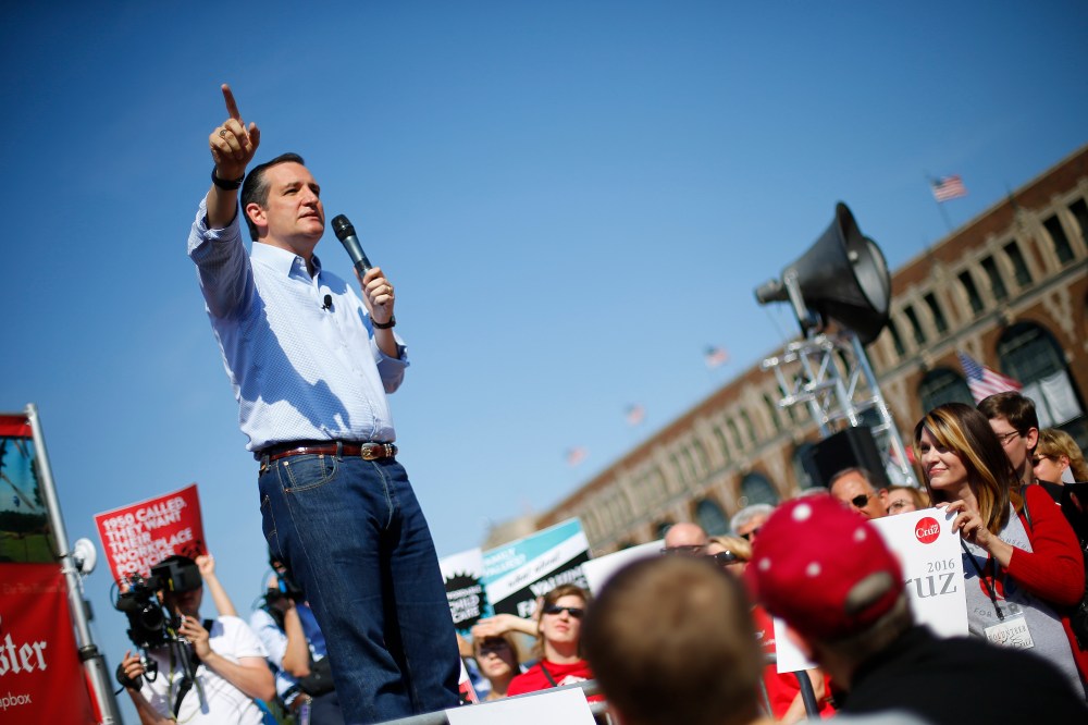 Republican presidential candidate Sen. Ted Cruz speaks at the Iowa State Fair on Aug. 21, 2015, in Des Moines, Iowa. (Photo by Paul Sancya/AP)