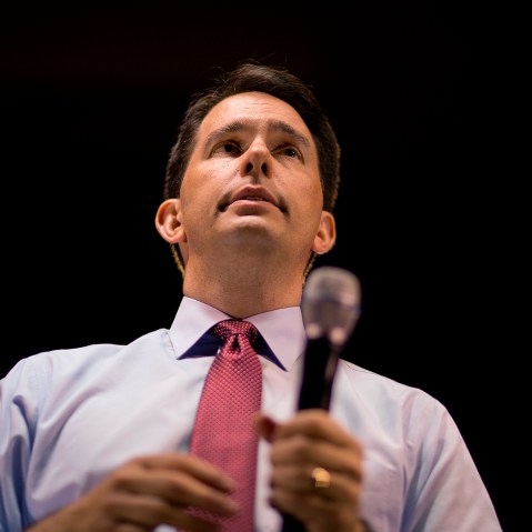 Republican presidential candidate Wisconsin Gov. Scott Walker speaks at the RedState Gathering, Aug. 8, 2015, in Atlanta, Ga. (Photo by David Goldman/AP)