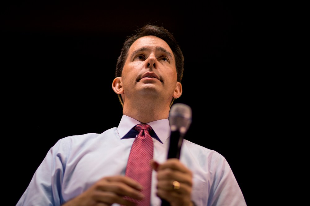 Republican presidential candidate Wisconsin Gov. Scott Walker speaks at the RedState Gathering, Aug. 8, 2015, in Atlanta, Ga. (Photo by David Goldman/AP)