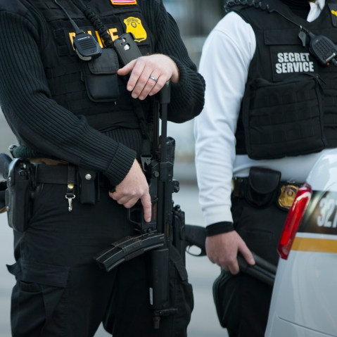 Secret Service police stand guard in Washington, D.C. (Photo by Evan Vucci/AP)
