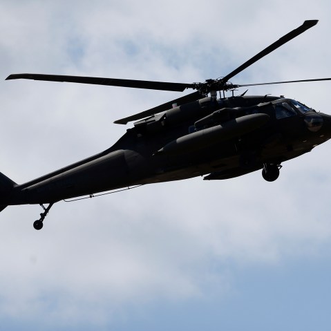 A U.S. Army UH-60 Black Hawk helicopter. (Photo by Mindaugas Kulbis/AP)
