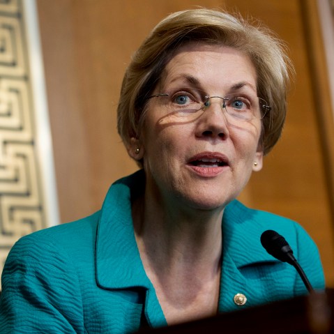 In this Oct. 6, 2015 file photo, Sen. Elizabeth Warren, D-Mass., asks a question during a Senate Energy and Natural Resources Committee hearing, on Capitol Hill in Washington. (Photo by Jacquelyn Martin/AP)