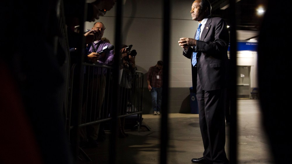 Republican presidential candidate Ben Carson speaks on Dec. 5, 2015, during the Rising Tide Summit in Cedar Rapids, Iowa. (Photo by Scott Morgan/AP)