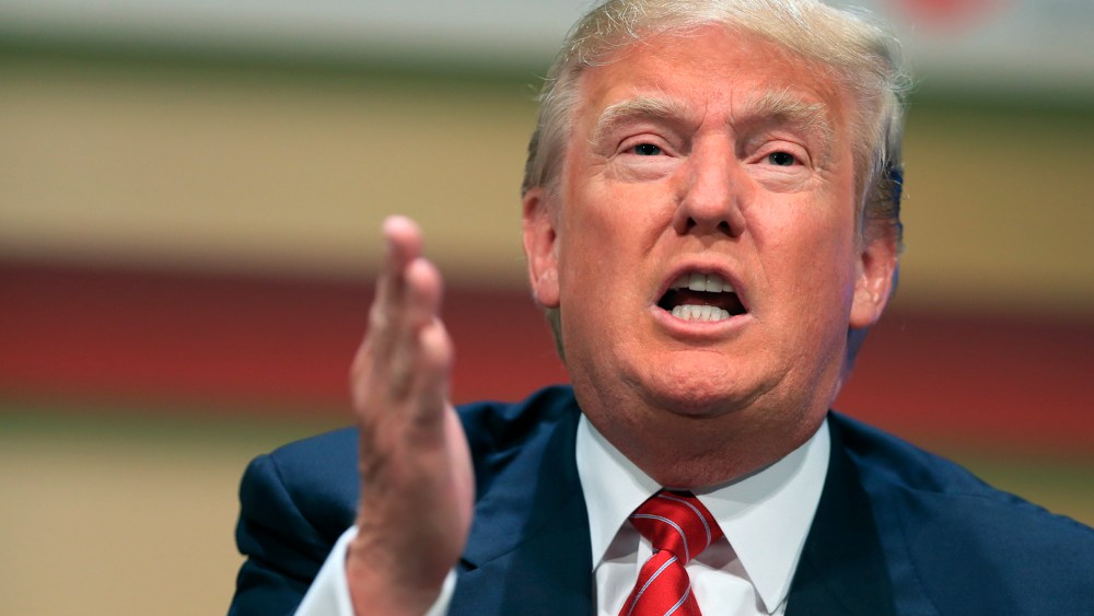 Republican presidential candidate, real estate mogul Donald Trump, speaks at the Family Leadership Summit in Ames, Iowa on July 18, 2015. (Photo by Nati Harnik/AP)