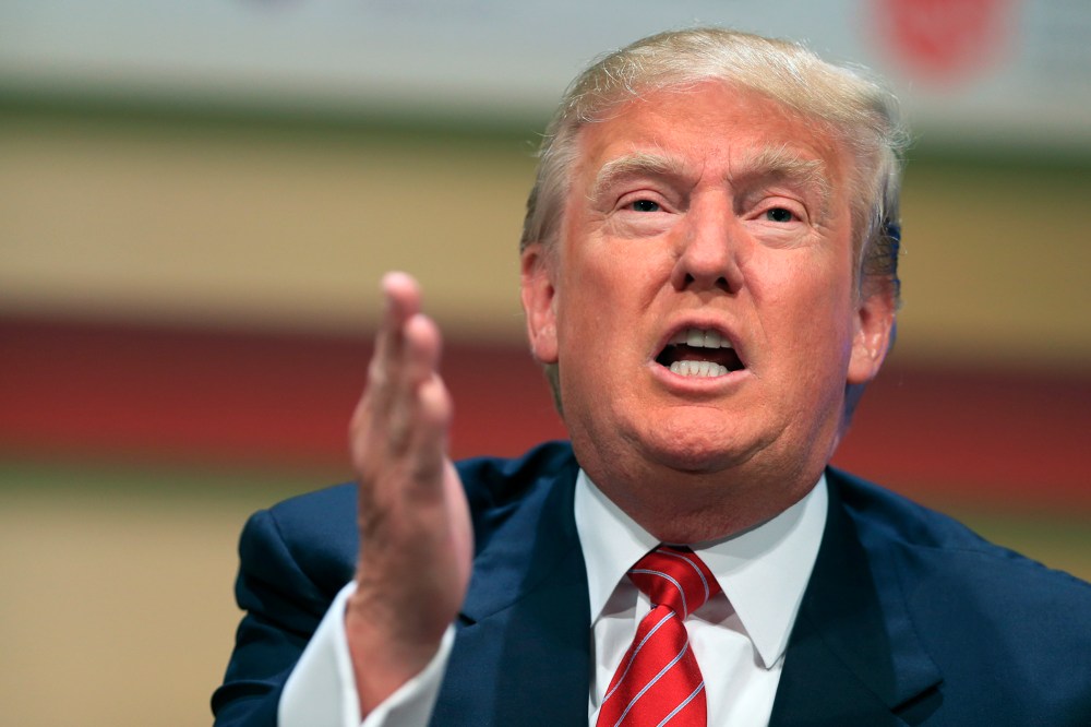 Republican presidential candidate, real estate mogul Donald Trump, speaks at the Family Leadership Summit in Ames, Iowa on July 18, 2015. (Photo by Nati Harnik/AP)