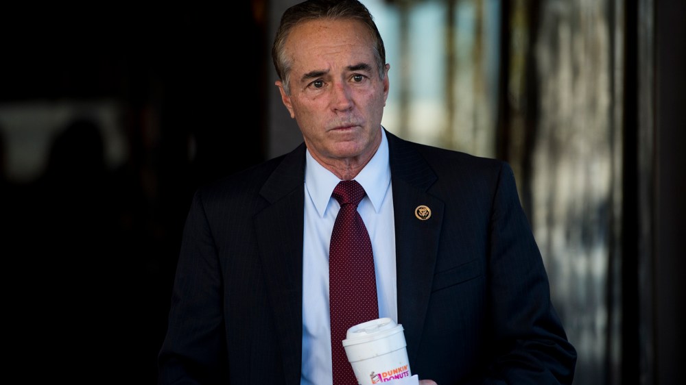 Rep. Chris Collins, R-N.Y., leaves the House Republican Conference meeting at the Capitol Hill Club on Nov. 3, 2015. (Photo By Bill Clark/CQ Roll Call/AP)
