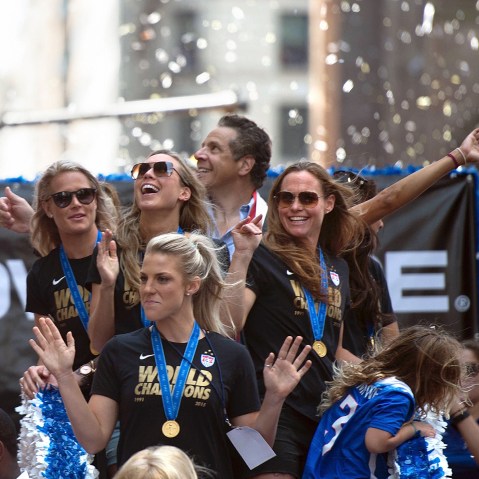 U.S. women's soccer team members (Photo by Bryan R Smith/AP).