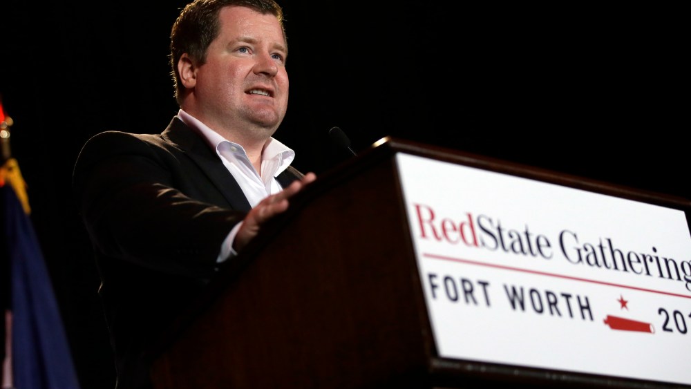 RedState Editor-in-Chief Erick Erickson makes comments to attendees at the 2014 Red State Gathering on Aug. 8, 2014, in Fort Worth, Texas. (Photo by Tony Gutierrez/AP)