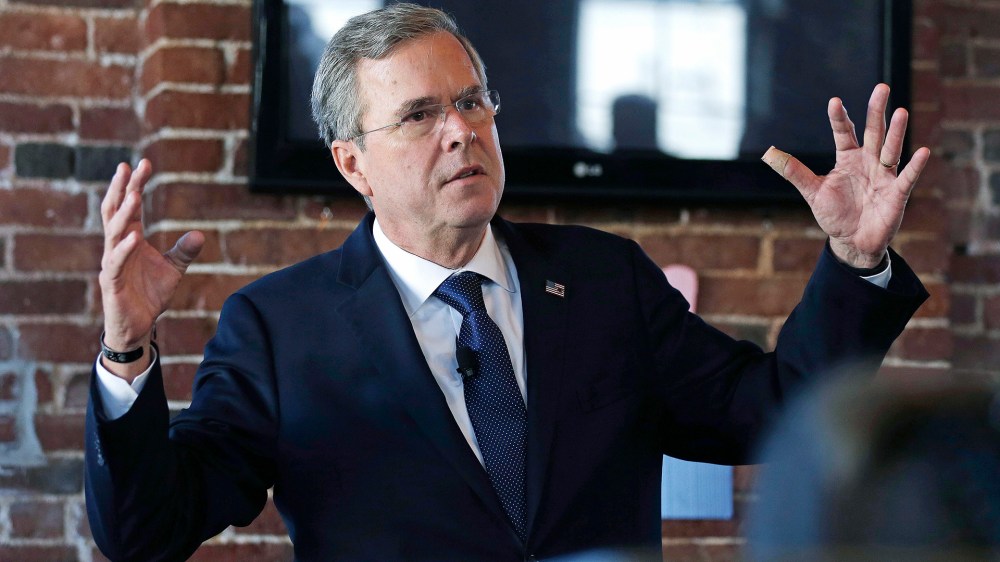 Republican presidential candidate, former Florida Gov. Jeb Bush gestures as he speaks during a campaign stop in Derry, N.H., Jan. 5, 2016. (Photo by Charles Krupa/AP)