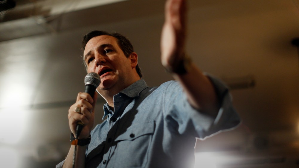 Republican presidential candidate Sen. Ted Cruz, R-Texas, speaks during a campaign stop, Jan. 17, 2016, in Milford, N.H. (Photo by Matt Rourke/AP)
