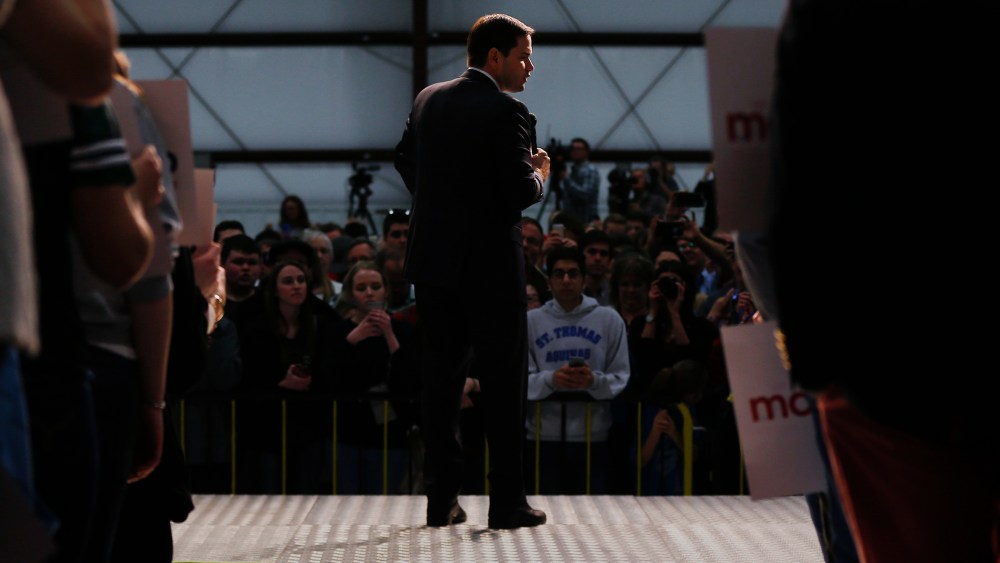 Republican presidential candidate, Sen. Marco Rubio, R-Fla., speaks at a campaign rally in Wichita, Kan., March 4, 2016. (Photo by Paul Sancya/AP)