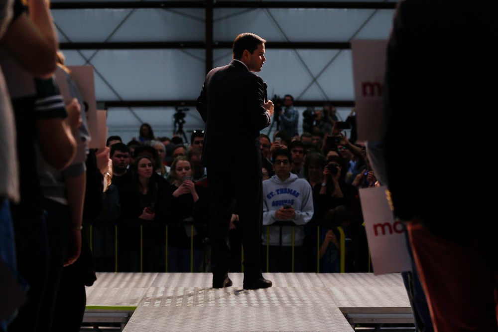 Republican presidential candidate, Sen. Marco Rubio, R-Fla., speaks at a campaign rally in Wichita, Kan., March 4, 2016. (Photo by Paul Sancya/AP)