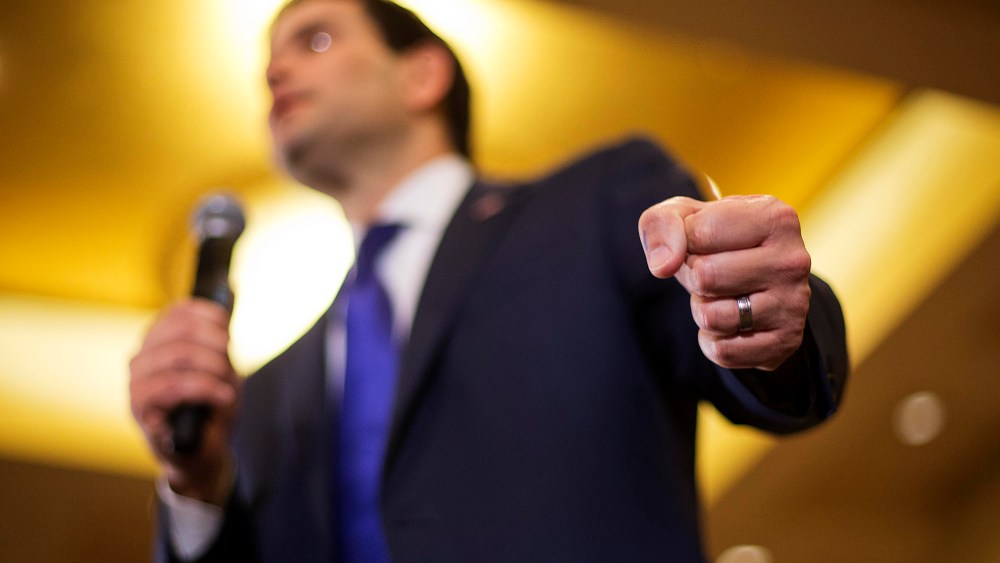 Republican presidential candidate, Sen. Marco Rubio, R-Fla., speaks during a campaign event at the InterContinental Hotel, Feb. 29, 2016, in Atlanta, Ga. (Photo by David Goldman/AP)