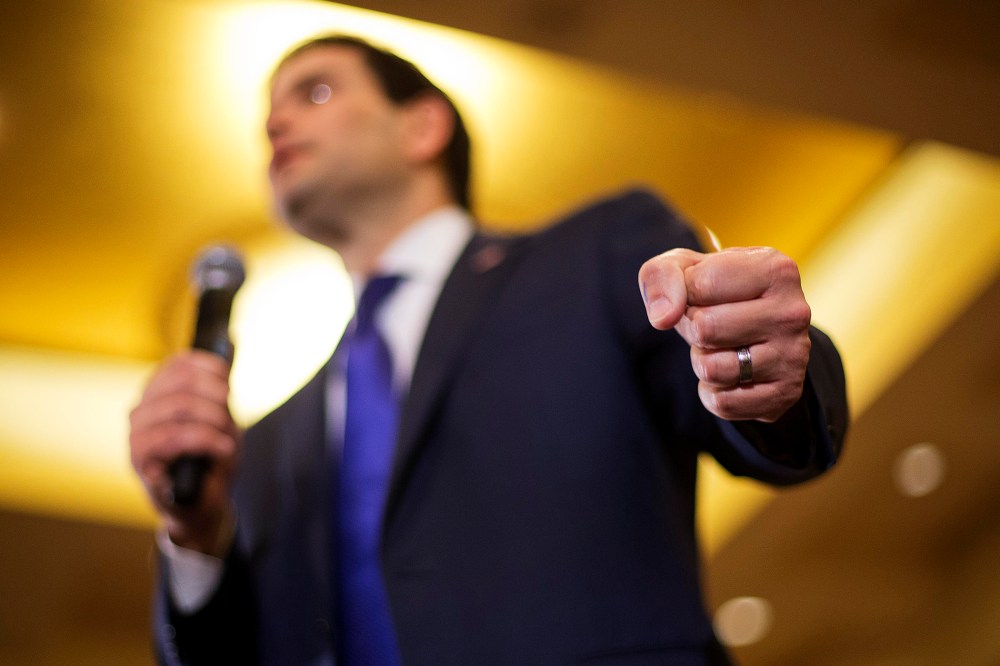 Republican presidential candidate, Sen. Marco Rubio, R-Fla., speaks during a campaign event at the InterContinental Hotel, Feb. 29, 2016, in Atlanta, Ga. (Photo by David Goldman/AP)