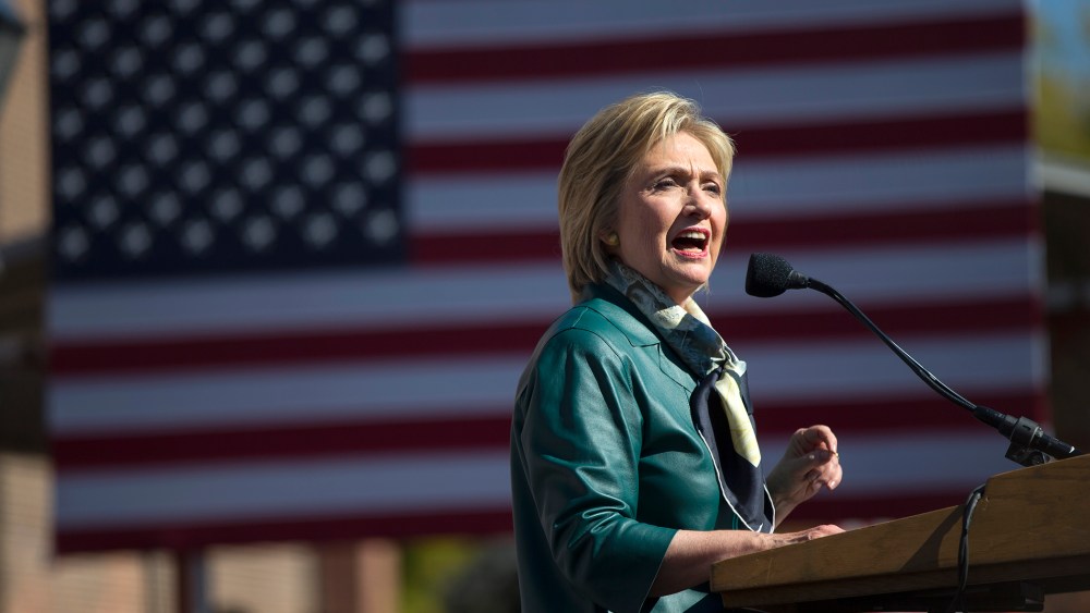 Democratic presidential candidate, former Secretary of State Hillary Rodham Clinton speaks during a campaign rally, Oct. 23, 2015, in Alexandria, Va. (Photo by Evan Vucci/AP)