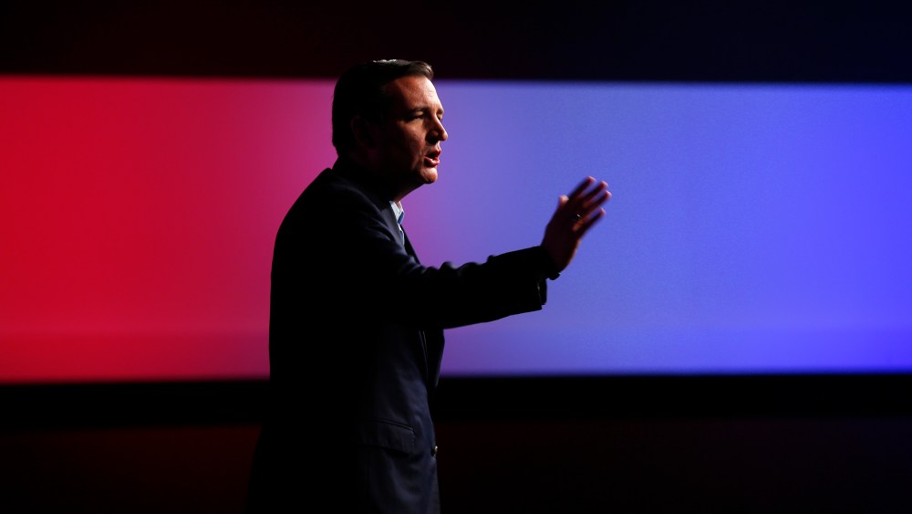 Republican presidential candidate, Sen. Ted Cruz, R-Texas, speaks at a "Rally for Religious Liberty", Aug. 21, 2015, in Des Moines, Ia. (Photo by Paul Sancya/AP)
