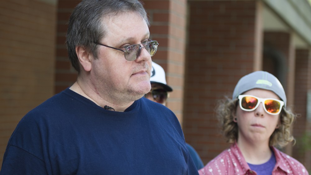 David Veatch, father of Bellingham High student Autumn Veatch, 16, talks to the media at the Civil Air Patrol station at Bellingham International Airport in Bellingham, Wash., July 13, 2015. (Photo by Philip A. Dwyer/The Bellingham Herald/AP)