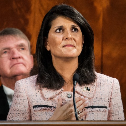 South Carolina Gov. Nikki Haley delivers the State of the State in the House chambers at the South Carolina Statehouse, Jan. 20, 2016, in Columbia, S.C. (Photo by Sean Rayford/AP)
