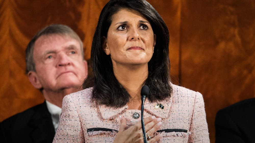 South Carolina Gov. Nikki Haley delivers the State of the State in the House chambers at the South Carolina Statehouse, Jan. 20, 2016, in Columbia, S.C. (Photo by Sean Rayford/AP)