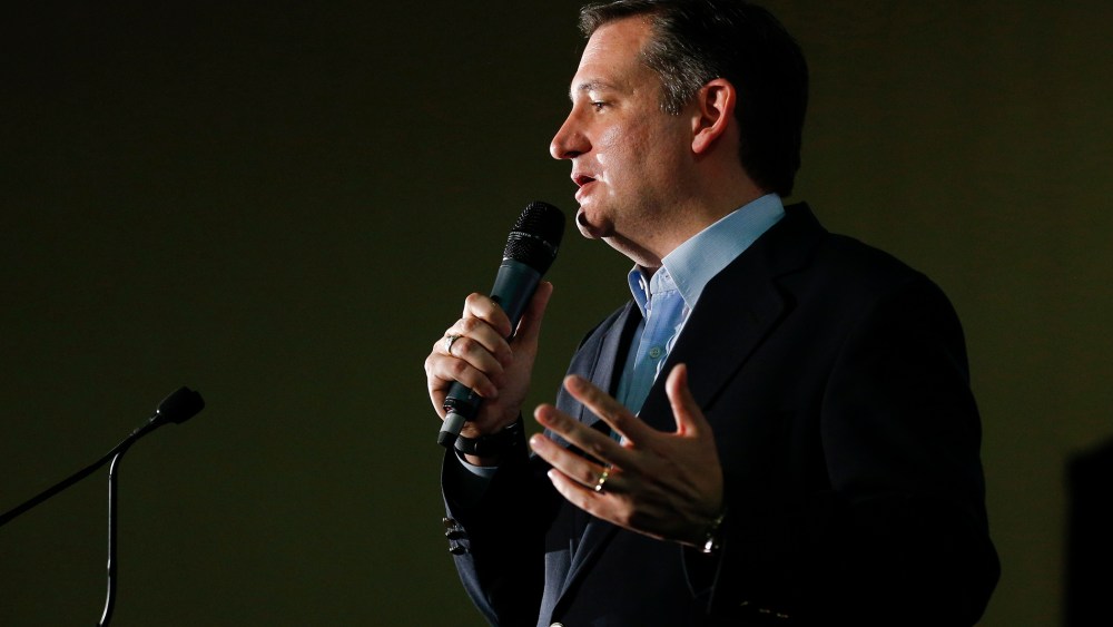 Republican presidential candidate, Sen. Ted Cruz, R-Texas, speaks during a caucus night rally, Feb. 23, 2016, in Las Vegas. (Photo by John Locher/AP)