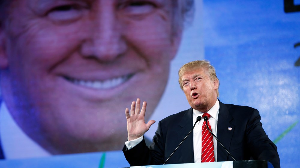 Republican presidential candidate Donald Trump speaks at FreedomFest on July 11, 2015, in Las Vegas, Nev. (Photo by John Locher/AP)