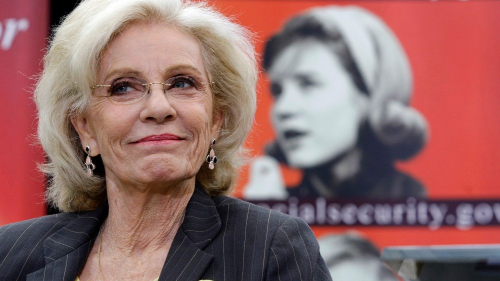 In this March 23, 2010 file photo, Academy and Emmy award-winning actress, Patty Duke appears during a news conference at the Paley Center for Media in Beverly Hills, Calif. (Photo by Damian Dovarganes/AP)