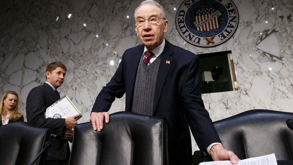In this Jan. 29, 2015 file photo, Senate Judiciary Committee Chairman Sen. Charles Grassley, R-Iowa is seen on Capitol Hill in Washington, DC. (Photo by J. Scott Applewhite/File/AP)