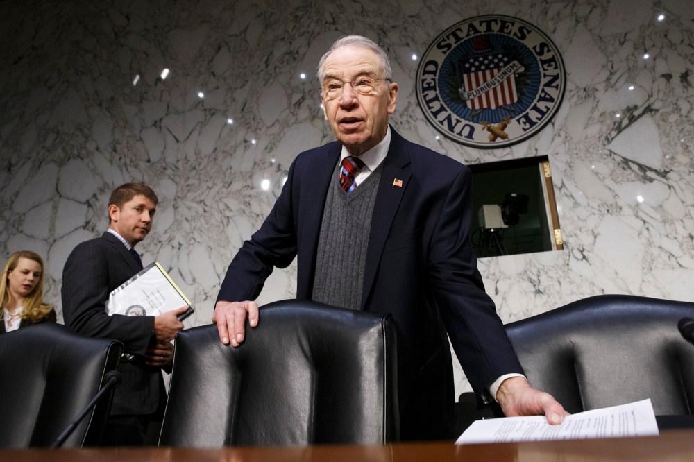 In this Jan. 29, 2015 file photo, Senate Judiciary Committee Chairman Sen. Charles Grassley, R-Iowa is seen on Capitol Hill in Washington, DC. (Photo by J. Scott Applewhite/File/AP)
