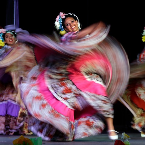 Dancers perform during Cinco de Mayo celebrations in Portland, Ore., May 5, 2015. (Photo by Don Ryan/AP)
