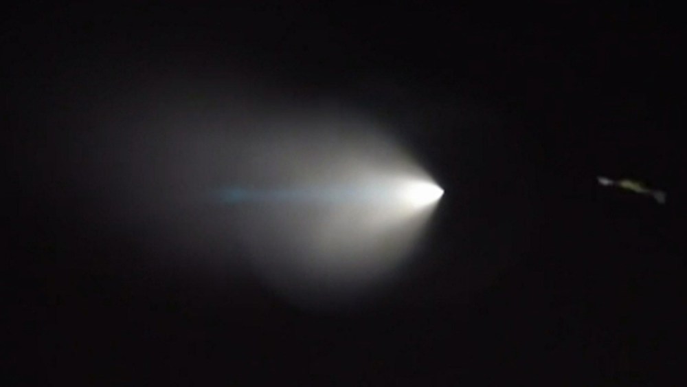 This Saturday, Nov. 7, 2015, image from video, shows an unarmed missile fired by the U.S. Navy from a submarine off the coast of Southern Calif. (Photo by Julien Solomita/AP)