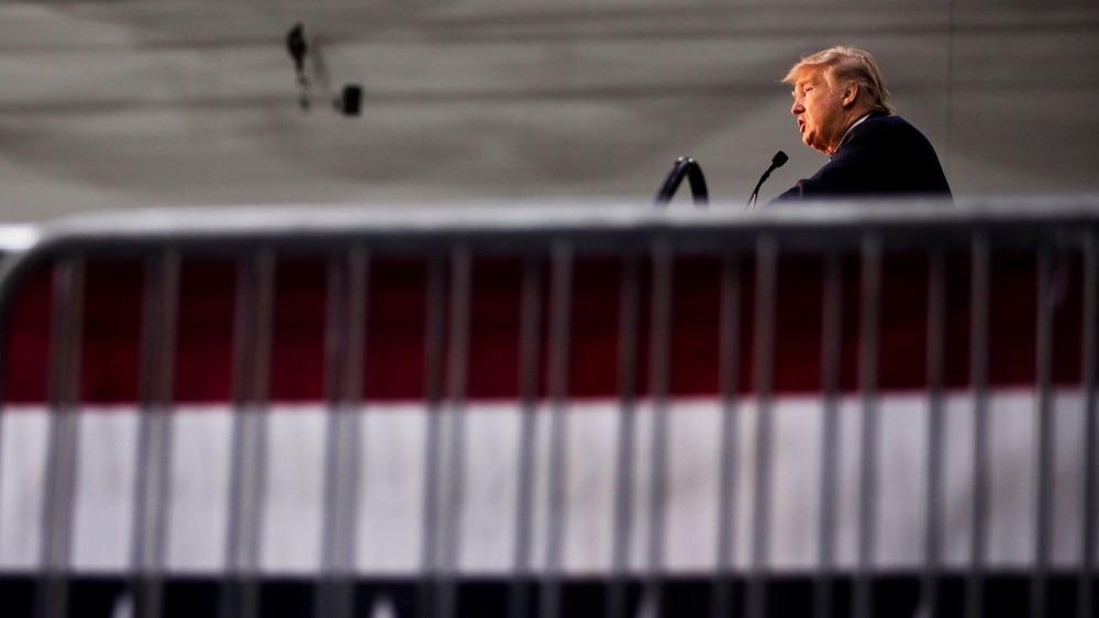 Republican presidential candidate Donald Trump speaks during a campaign event at Plymouth State University, Feb. 7, 2016, in Plymouth, N.H. (Photo by David Goldman/AP)