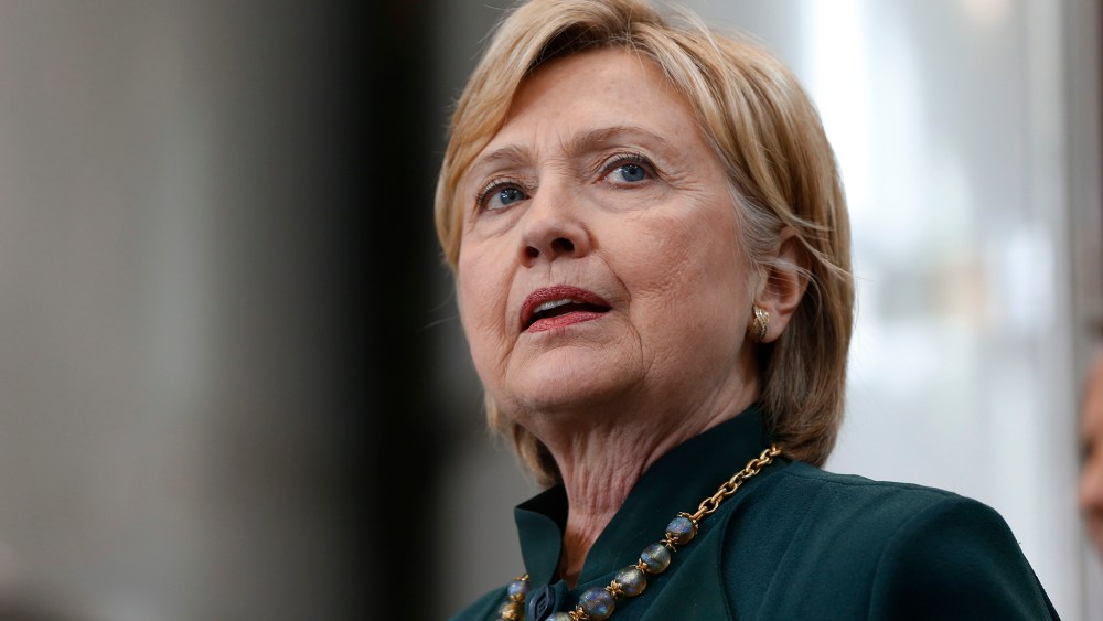 Democratic presidential candidate Hillary Clinton speaks during a campaign stop at Jackie O's Production Brewery and Tap Room in Athens, Ohio on May 3, 2016. (Photo by Paul Sancya/AP)
