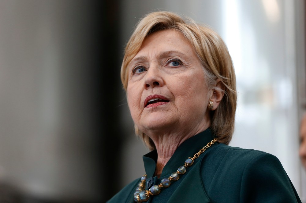 Democratic presidential candidate Hillary Clinton speaks during a campaign stop at Jackie O's Production Brewery and Tap Room in Athens, Ohio on May 3, 2016. (Photo by Paul Sancya/AP)