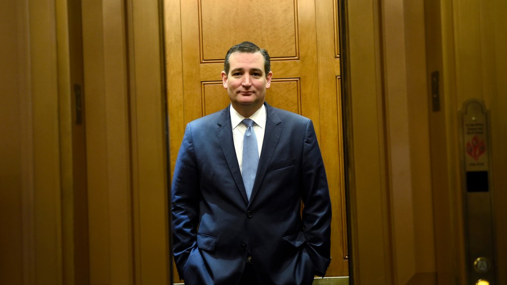 Republican presidential candidate, Sen. Ted Cruz, R-Texas, gets on an elevator on Capitol Hill in Washington, D.C., June 4, 2015. (Photo by Susan Walsh/AP)