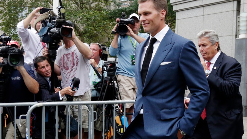 In this April 31, 2015 file photo, New England Patriots quarterback Tom Brady leaves Federal court in New York. (Photo by Richard Drew/AP)