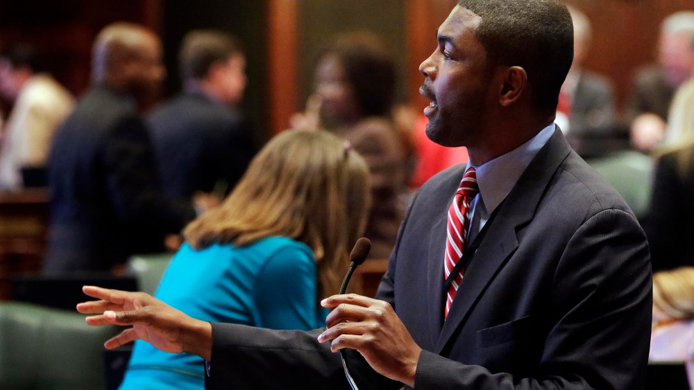 Illinois Rep. La Shawn Ford, D-Chicago, argues legislation while on the House floor during a session at the Illinois State Capitol, May 10, 2013 in Springfield, IL. (Photo by Seth Perlman/AP)