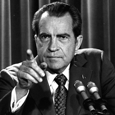 In this March 15, 1973, file photo President Nixon tells a White House news conference that he will not allow his legal counsel, John Dean, to testify on Capitol Hill in the Watergate investigation. (Photo by Charles Tasnadi/AP)