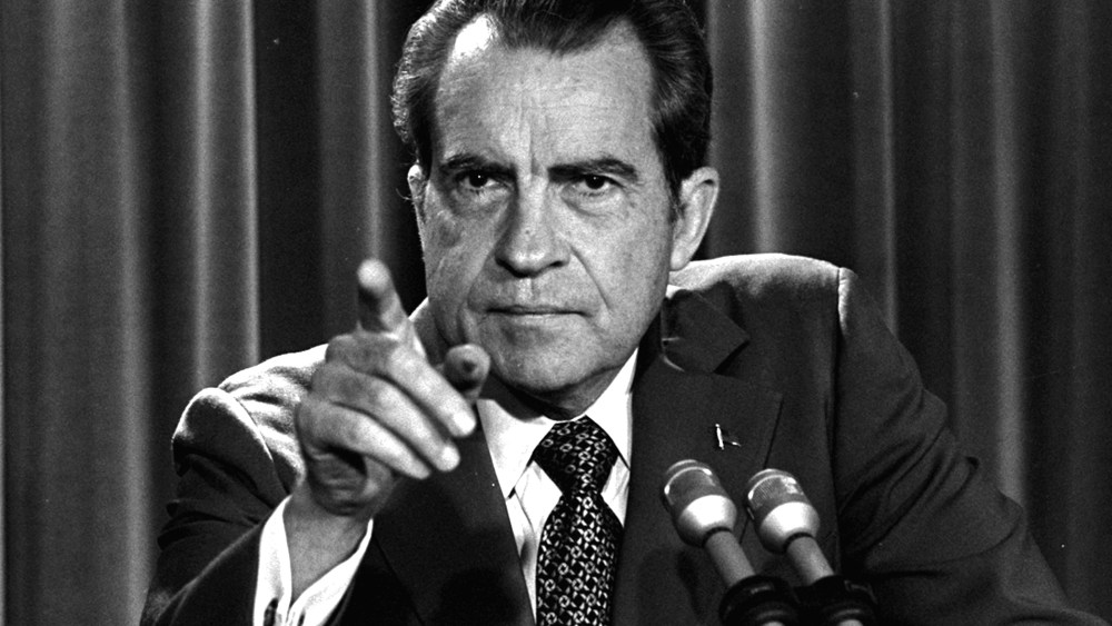 In this March 15, 1973, file photo President Nixon tells a White House news conference that he will not allow his legal counsel, John Dean, to testify on Capitol Hill in the Watergate investigation. (Photo by Charles Tasnadi/AP)