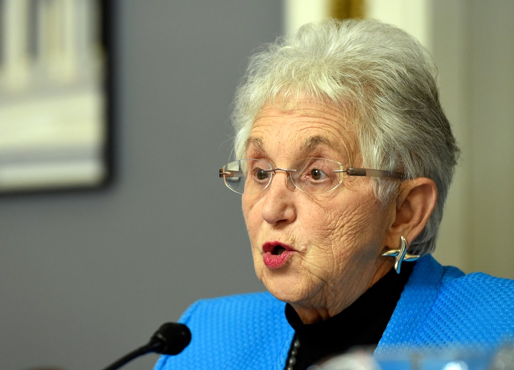 Rep. Virginia Foxx, R-N.C., asks a question during a House Rules full committee meeting on the Iran nuclear program deal in Washington, Tuesday, Sept. 8, 2015.