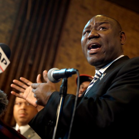 Benjamin Crump news conference at Greater St. Mark Church on Nov. 25, 2014. (Photo by Jeff Roberson/AP).