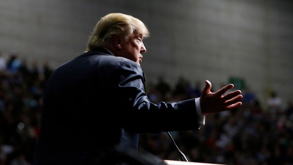 Republican presidential candidate, businessman Donald Trump addresses supporters at a campaign rally, Dec. 21, 2015, in Grand Rapids, Mich. (Photo by Carlos Osorio/AP)