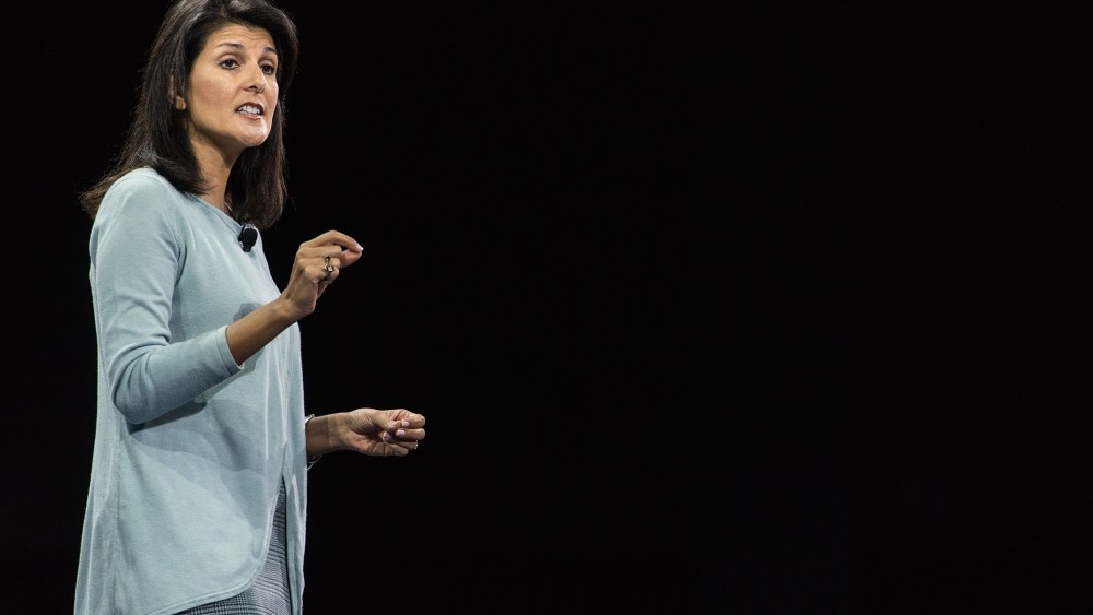 South Carolina Gov. Nikki Haley speaks to the crowd at the Kemp Forum, Jan. 9, 2016, in Columbia, S.C. (Photo by Sean Rayford/AP)