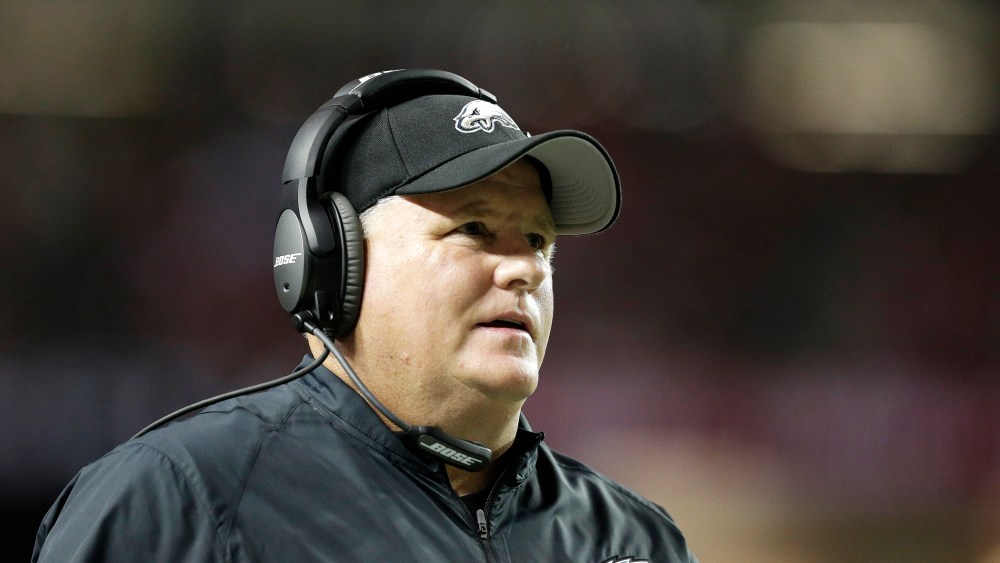 Philadelphia Eagles head coach Chip Kelly walks the sidelines during the first half of an NFL football game against the Atlanta Falcons, Sept. 14, 2015, in Atlanta, Ga. (Photo by Brynn Anderson/AP)