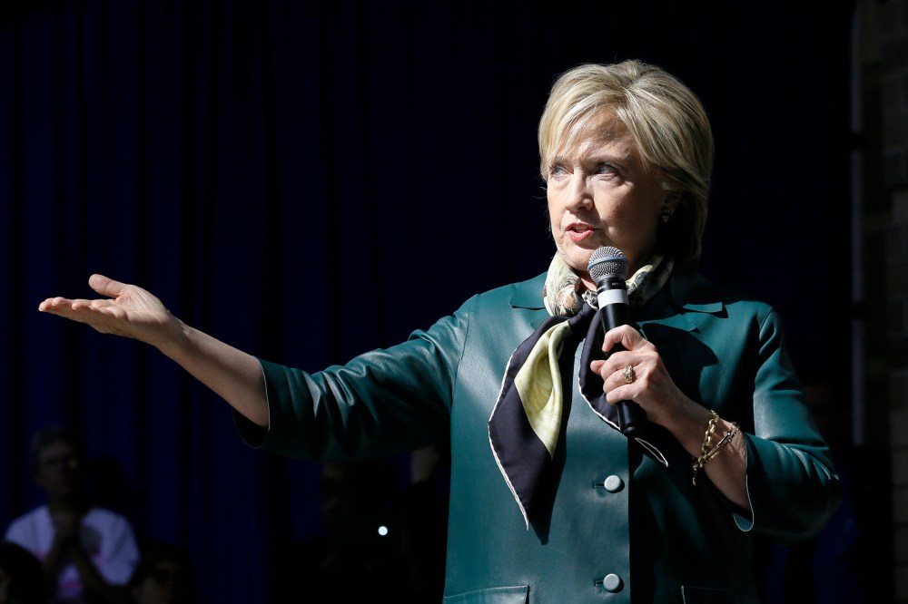 Democratic presidential candidate Hillary Rodham Clinton speaks during a community forum, Oct. 6, 2015, in Davenport, Iowa. (Photo by Charlie Neibergall/AP)