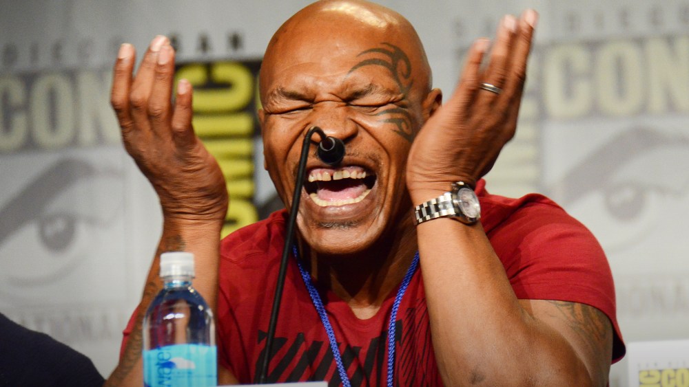 Mike Tyson reacts as he speaks on a panel at Comic-Con International, July 10, 2015, in San Diego, Calif. (Photo by Tonya Wise/AP)