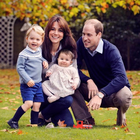 The Duke and Duchess of Cambridge with their two children, Prince George and Princess Charlotte, in a photograph taken late Oct. 2015 at Kensington Palace in London. (Photo by Chris Jelf/AP)