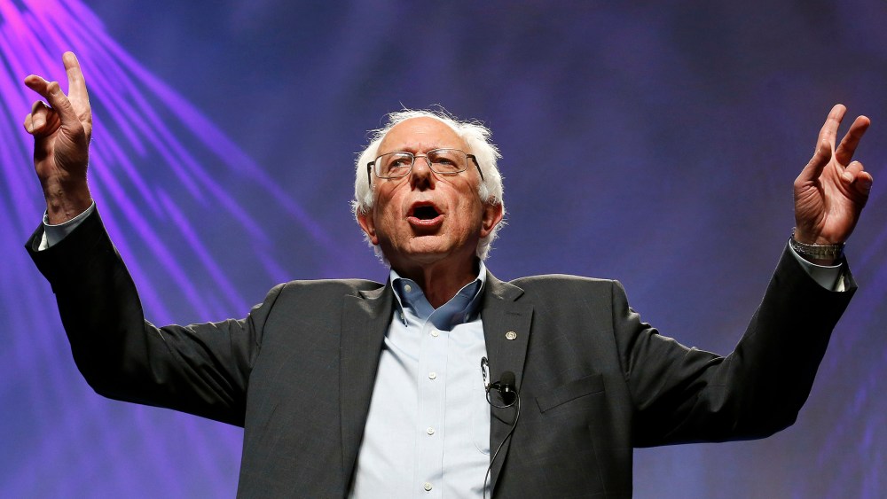 Democratic presidential candidate Sen. Bernie Sanders gives an opening statement at a Netroots Nation town hall meeting on July 18, 2015, in Phoenix, Ariz. (Photo by Ross D. Franklin/AP)