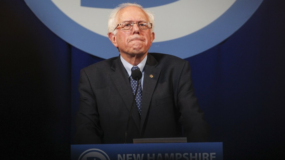 Democratic presidential candidate Sen. Bernie Sanders, I-Vt., pauses while speaking at the at New Hampshire Democrats party's annual dinner in Manchester, N.H., Nov. 29, 2015. (Photo by Cheryl Senter/AP)