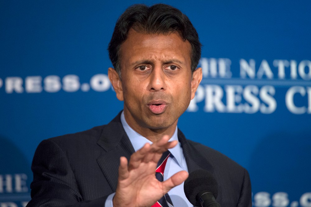 Republican presidential candidate, La. Gov. Bobby Jindal speaks at the National Press Club in Washington on Sept. 10, 2015. (Photo by Molly Riley/AP)