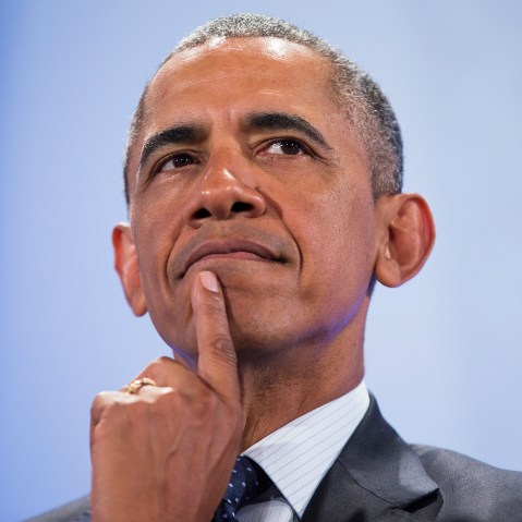 President Barack Obama pauses before delivering a speech at the Global Entrepreneurship Summit at the United Nations Compound on July 25, 2015, in Nairobi. (Photo by Evan Vucci/AP)